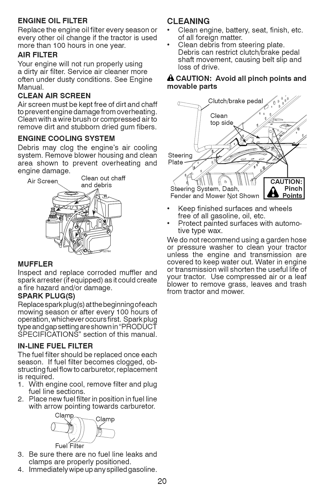 Craftsman 917.289072 Engine Oil Filter, Air Filter, Engine Cooling System, engine damage, Muffler, In=Line Fuel Filter 