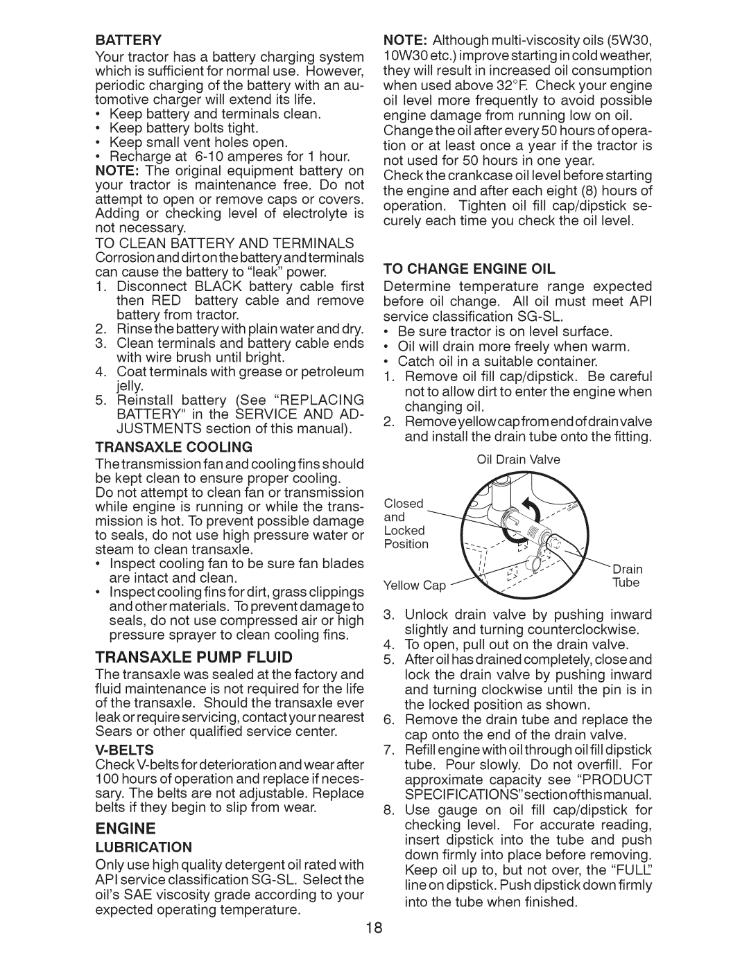 Craftsman 917.28922 owner manual Transaxle Pump Fluid, Engine 