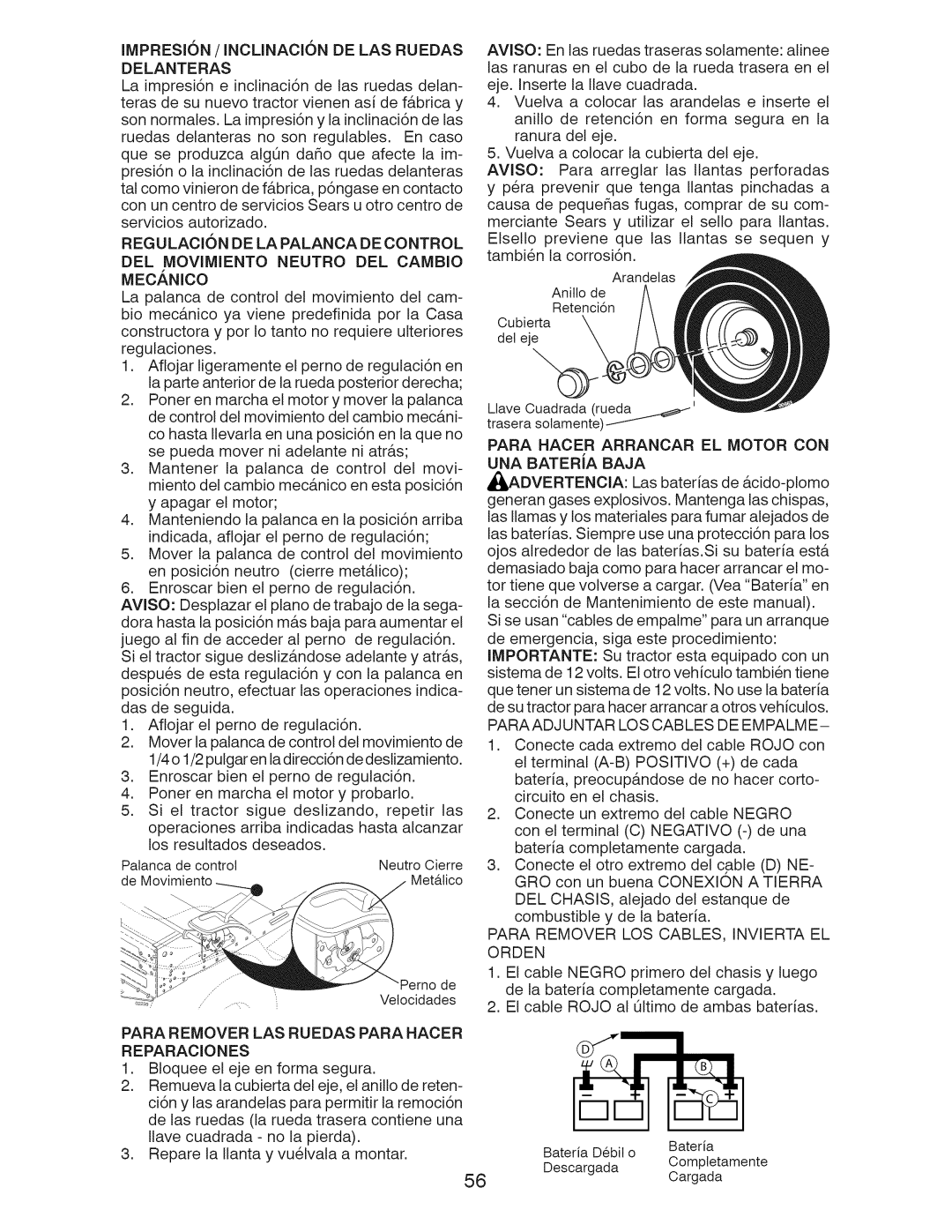 Craftsman 917.28922 owner manual Mec.&Nico, Para ADJ Untar LOS CAB LES D E EM Palm E 