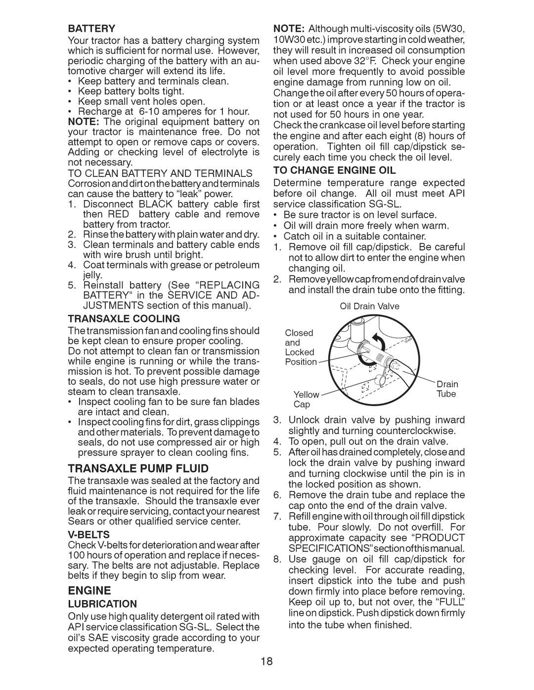 Craftsman 917.289240 owner manual Transaxle Pump Fluid, Engine 