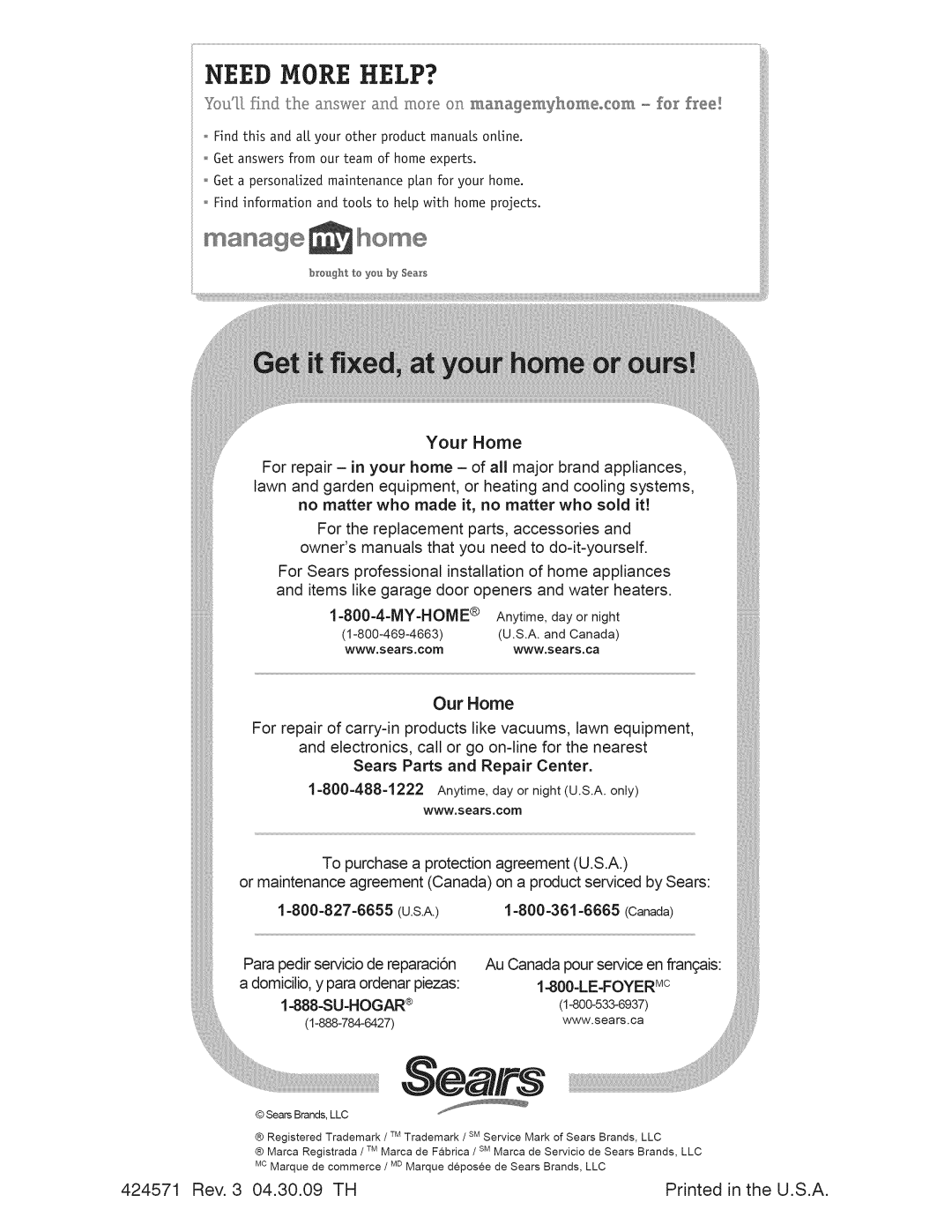 Craftsman 917.289240 owner manual Needmore, Your Home 