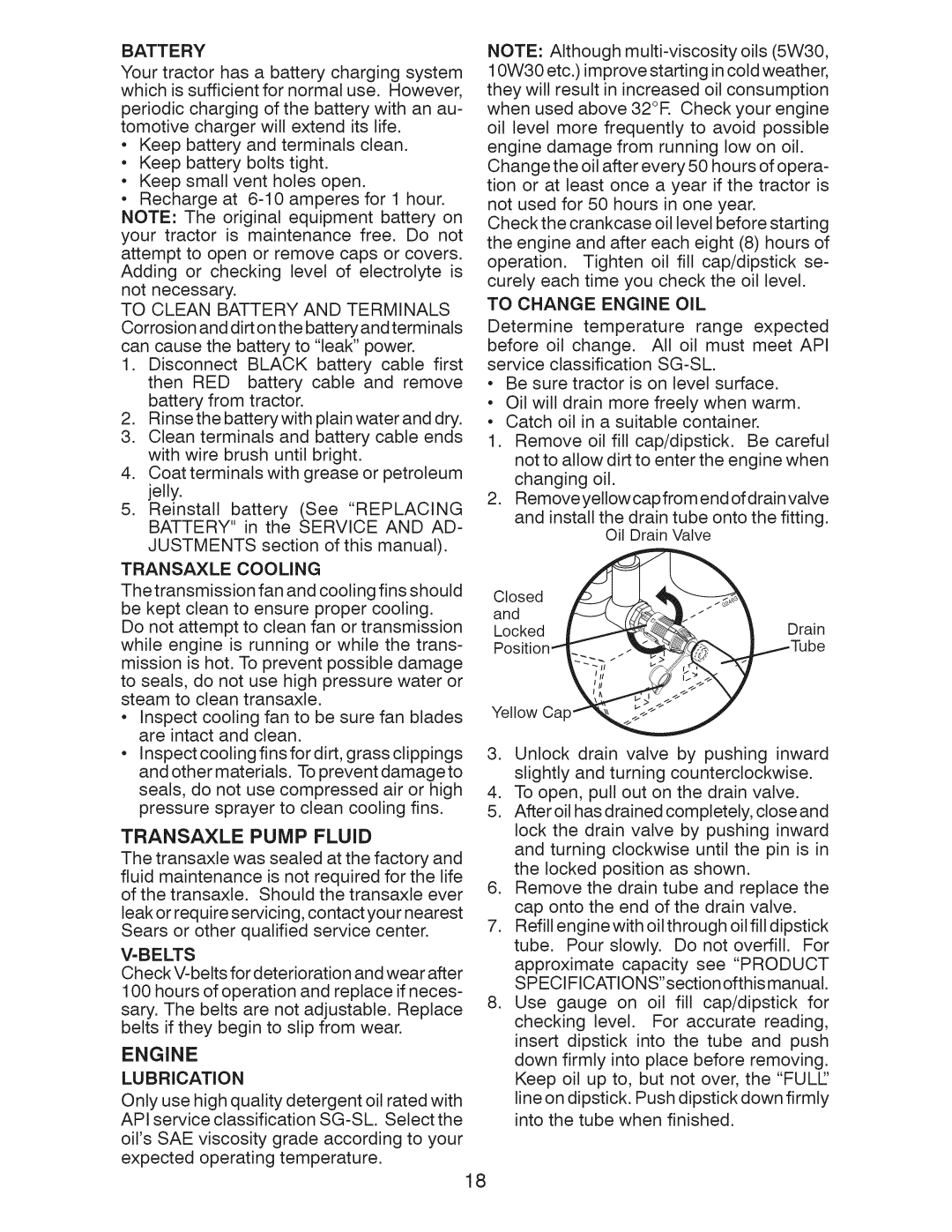 Craftsman 917.289243 manual Transaxle Pump Fluid, Engine 