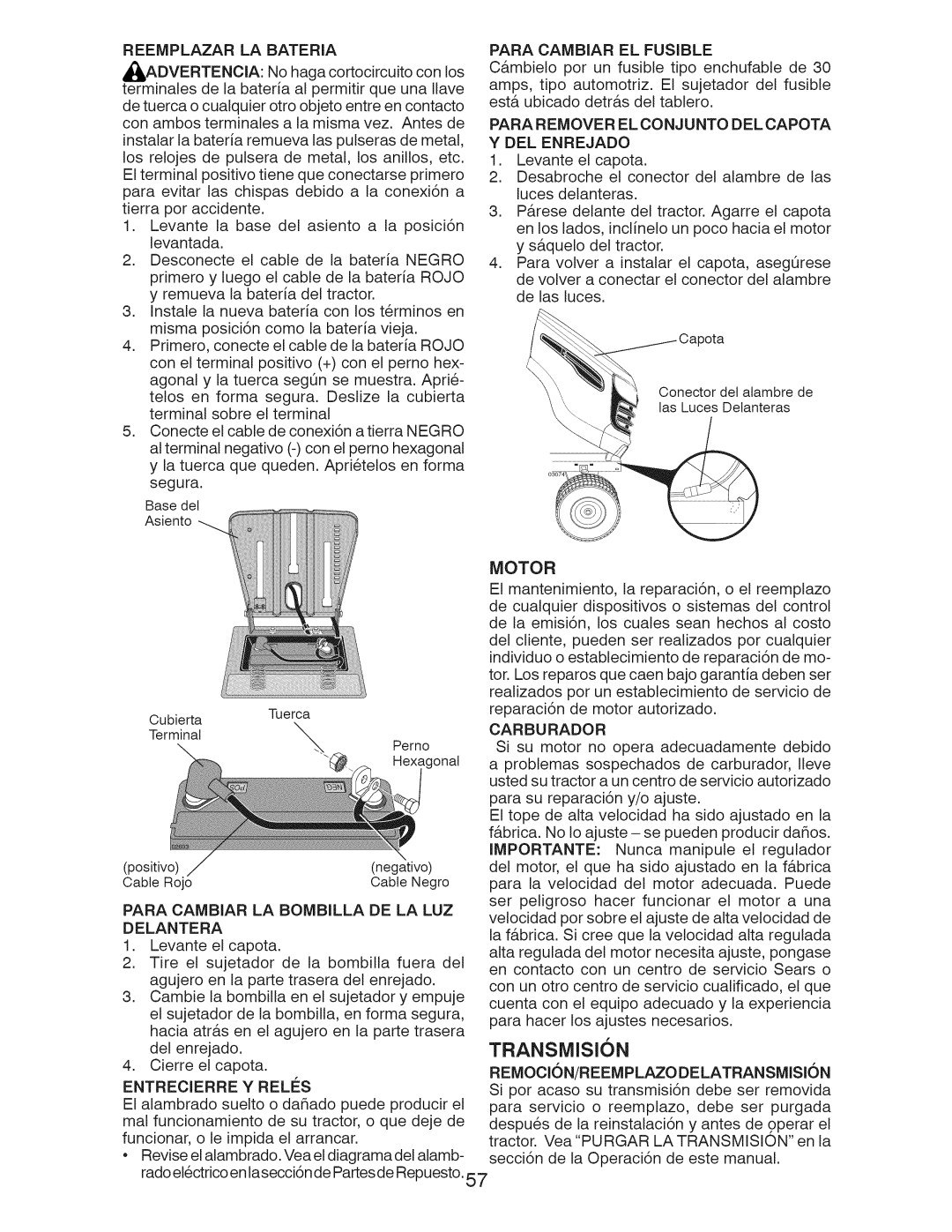 Craftsman 917.289244 owner manual Transmision 