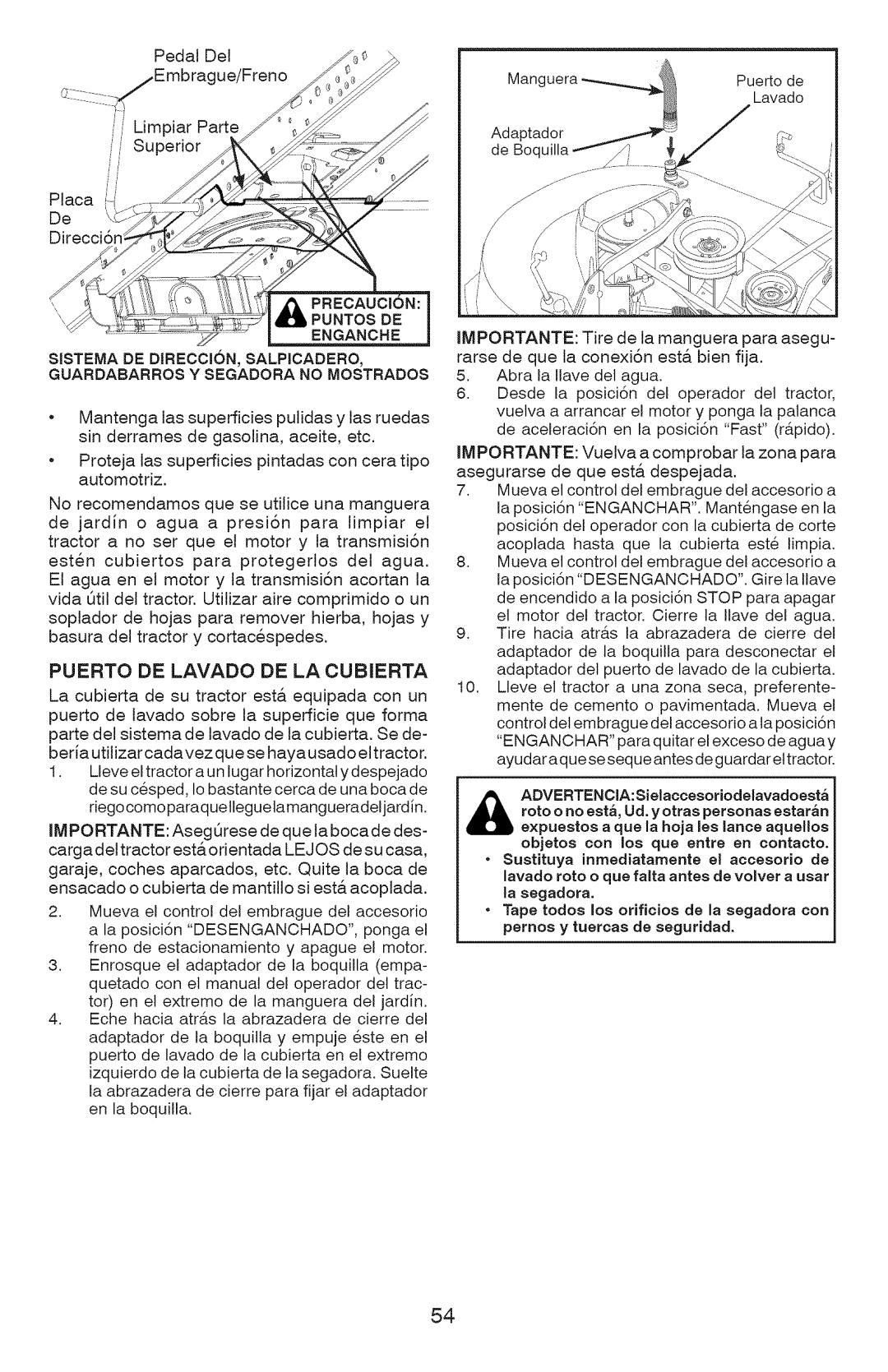Craftsman 917.28927 Puerto De Lavado De La Cubierta, _ Recaucion Puntos De Enganche, Sistema De Direccion, Salpicadero 