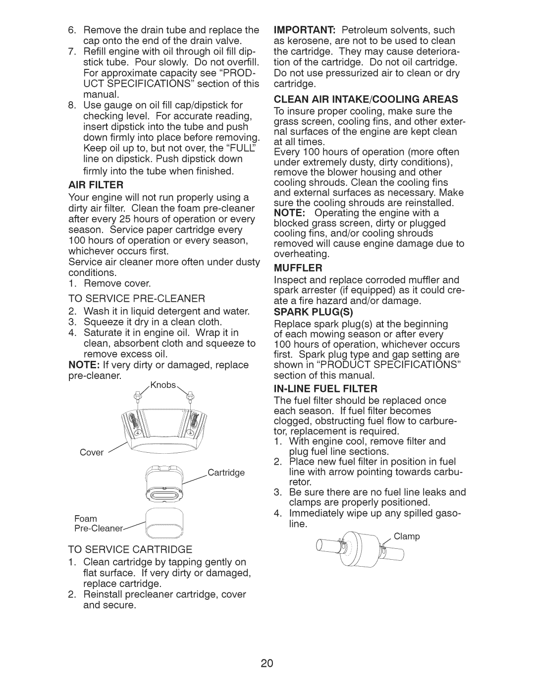 Craftsman 917.289283 owner manual To Service Cartridge 