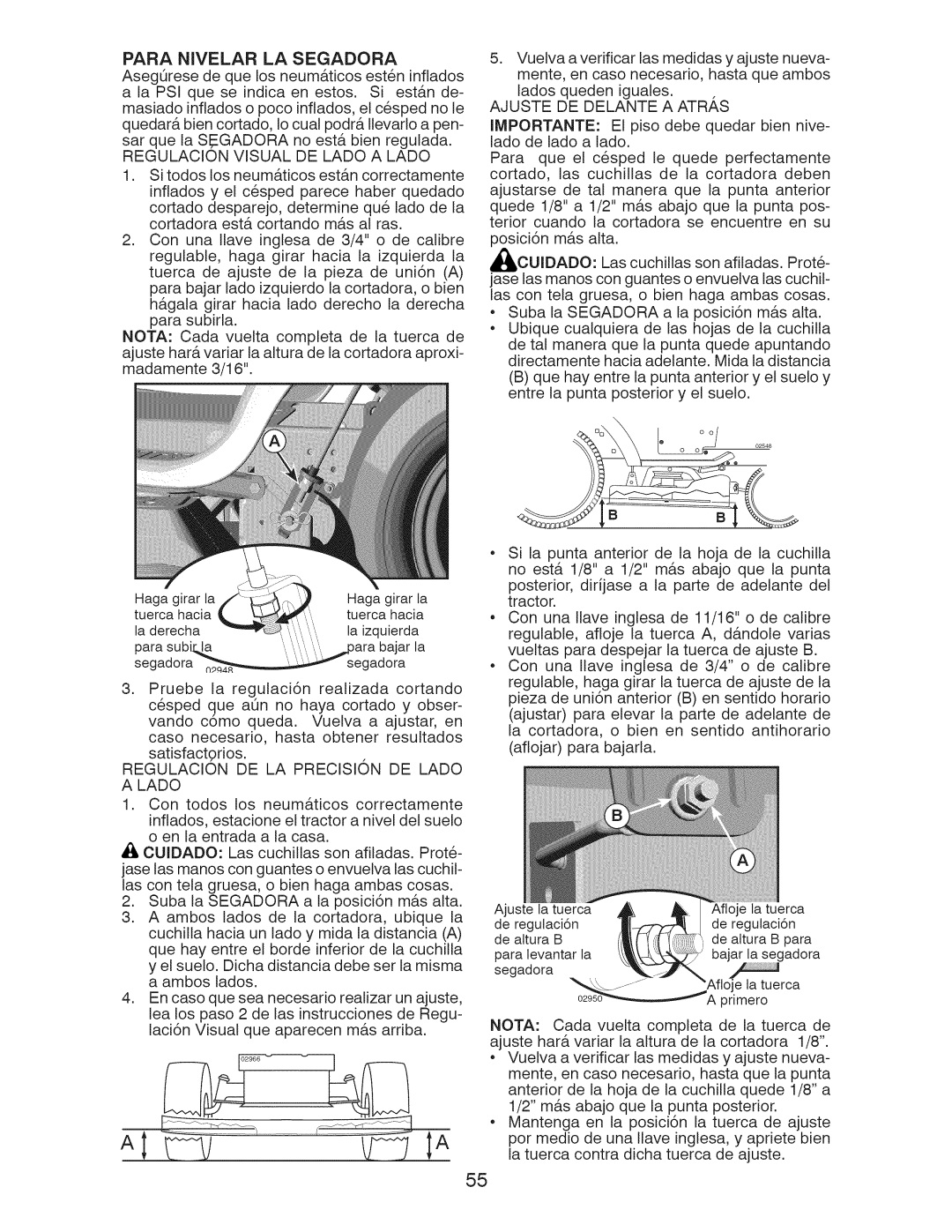 Craftsman 917.289283 Para Nivelar LA Segadora, Regulacion Visual DE Lado a Lado, Regulacion DE LA Precision DE Lado 