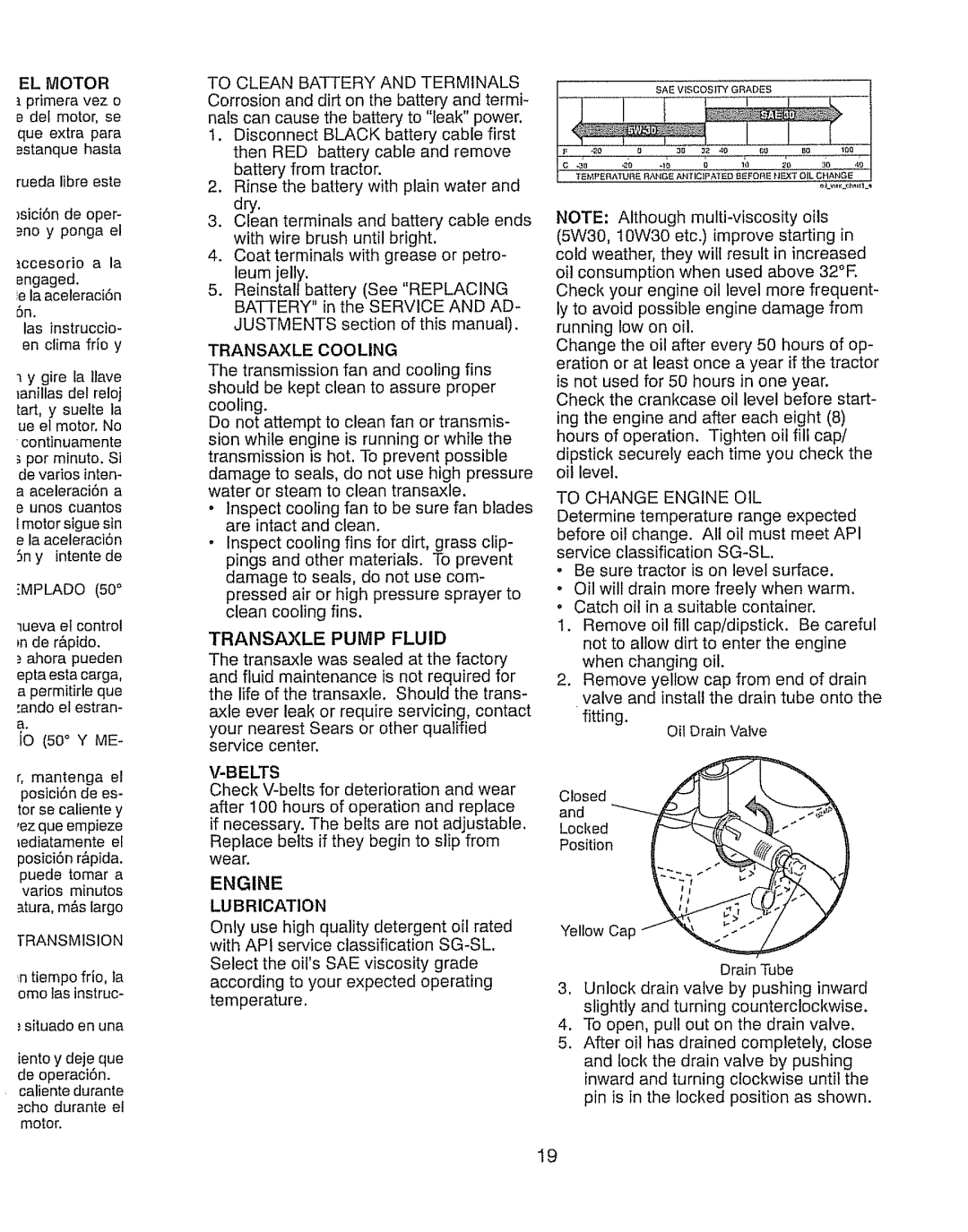 Craftsman 917.289280 manual Transaxle Cooling, Transaxle Pump Fluid, Belts, Engine Lubrication, To Change Engine OIL 