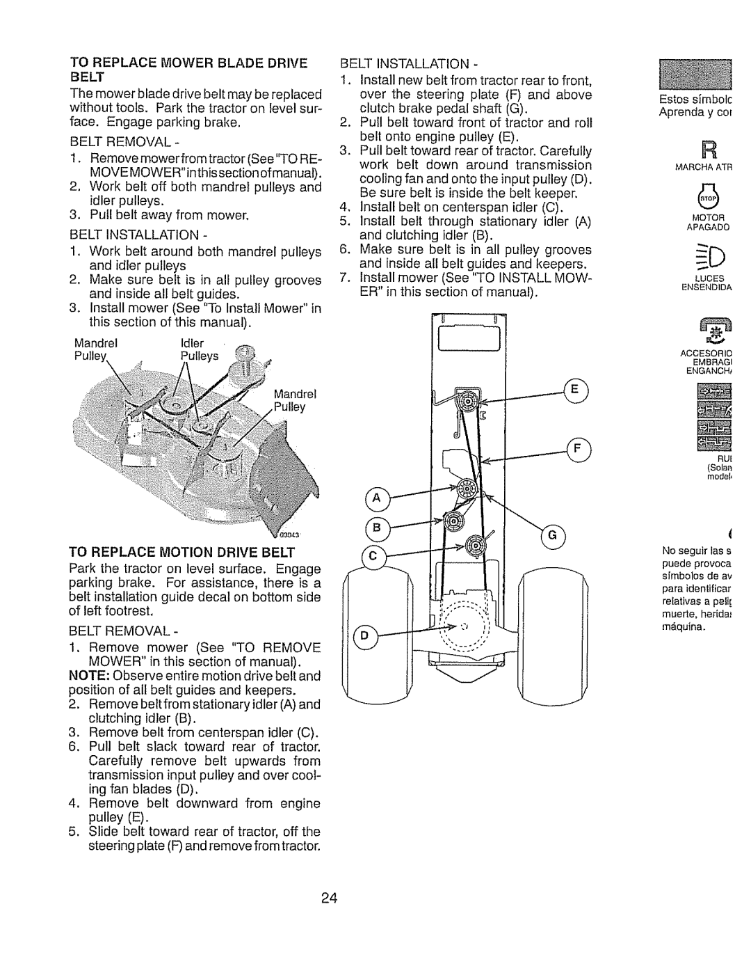 Craftsman 917.289280 To Replace Mower Blade Drive Belt, Belt Removal, Belt Installation, To Replace Motion Drive Belt 