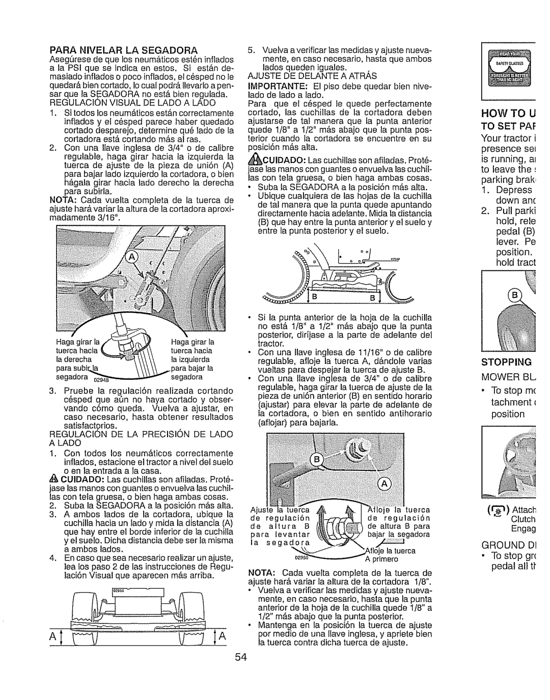 Craftsman 917.289280 Tloje la tuerca, Para Nivelar LA Segadora, Ajuste DE Delante a Atras, Stopping Mower BL, Ground D 