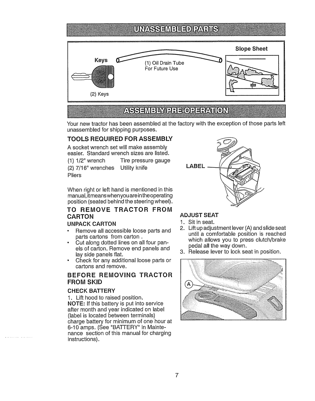 Craftsman 917.289280 manual Keys 