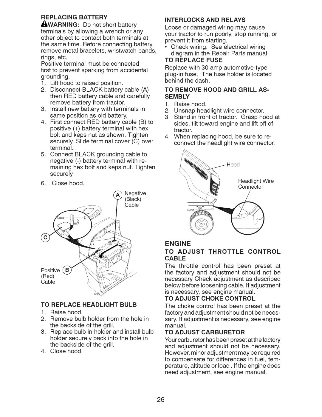 Craftsman 917.289281 manual Engine, To Replace Fuse 