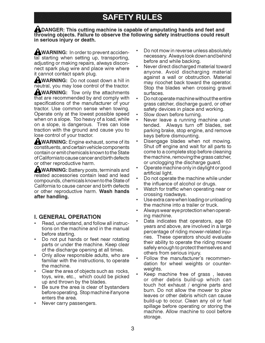 Craftsman 917.289281 manual General Operation 