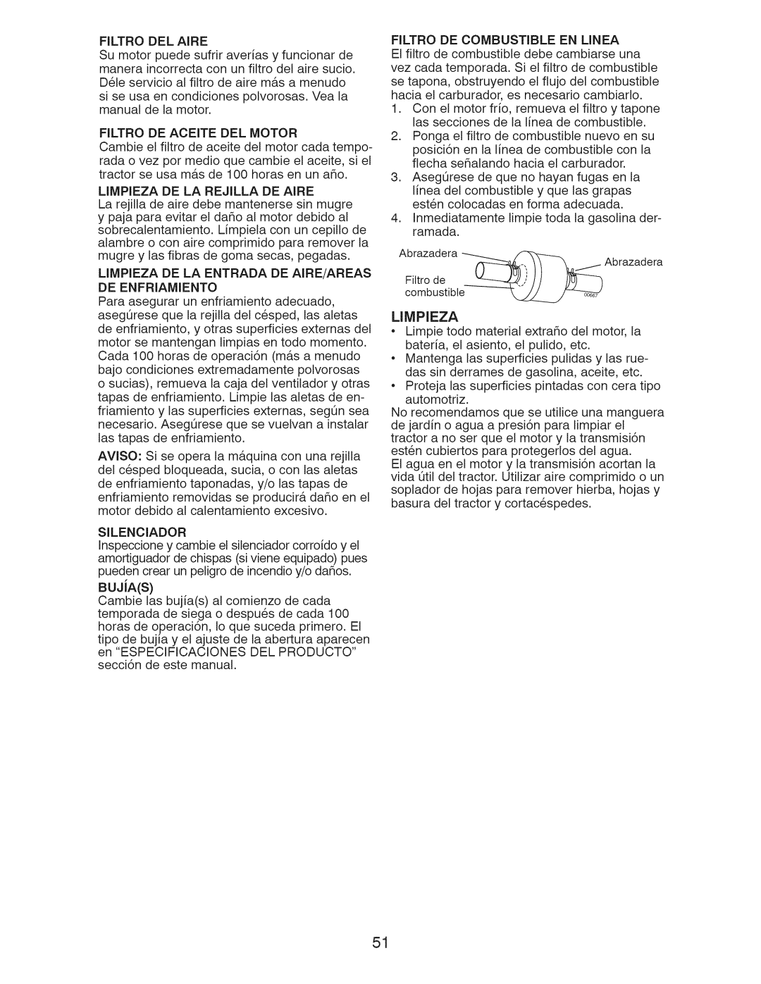 Craftsman 917.289281 manual LiMPIEZA 