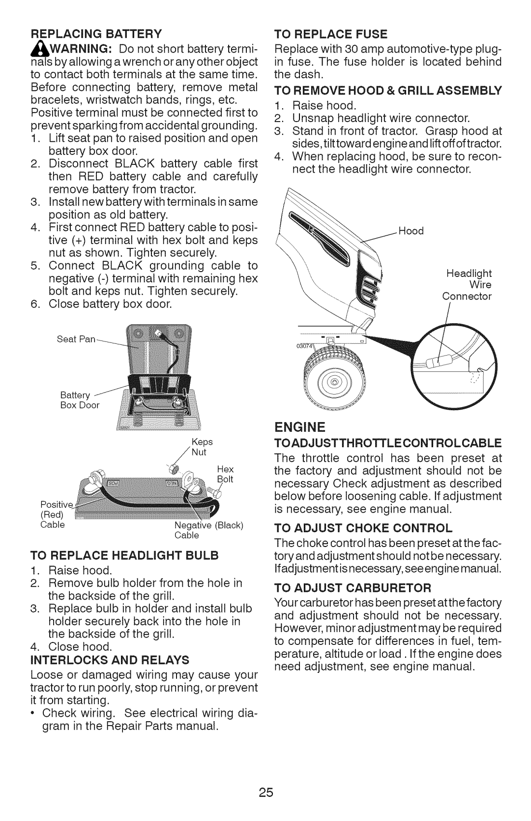 Craftsman 917.28934 owner manual Replacing Battery 