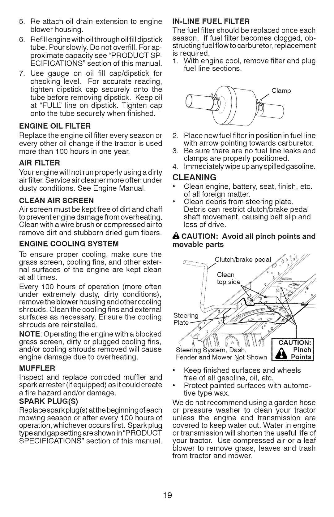 Craftsman 917.289360, YT 4000 Engine OIL Filter, AIR Filter, Engine Cooling System, Muffler, IN=LINE Fuel Filter 