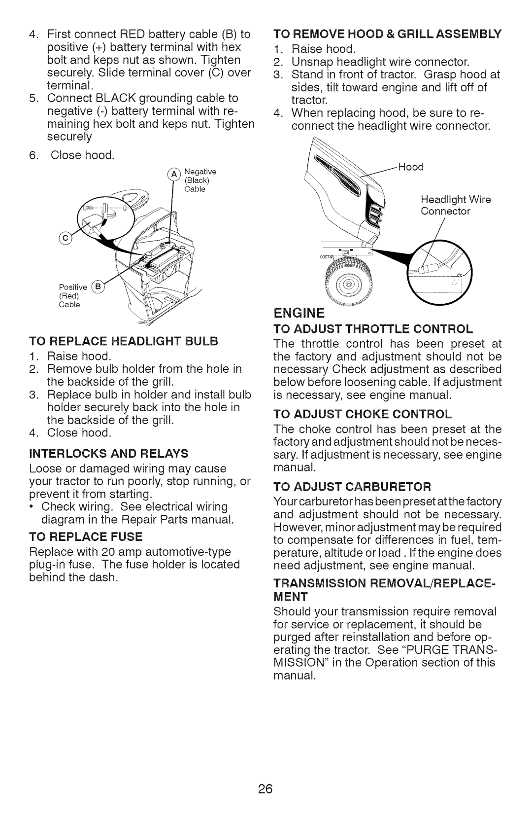 Craftsman YT 4000, 917.289360 owner manual Transmission REMOVAL/REPLACE= Ment 