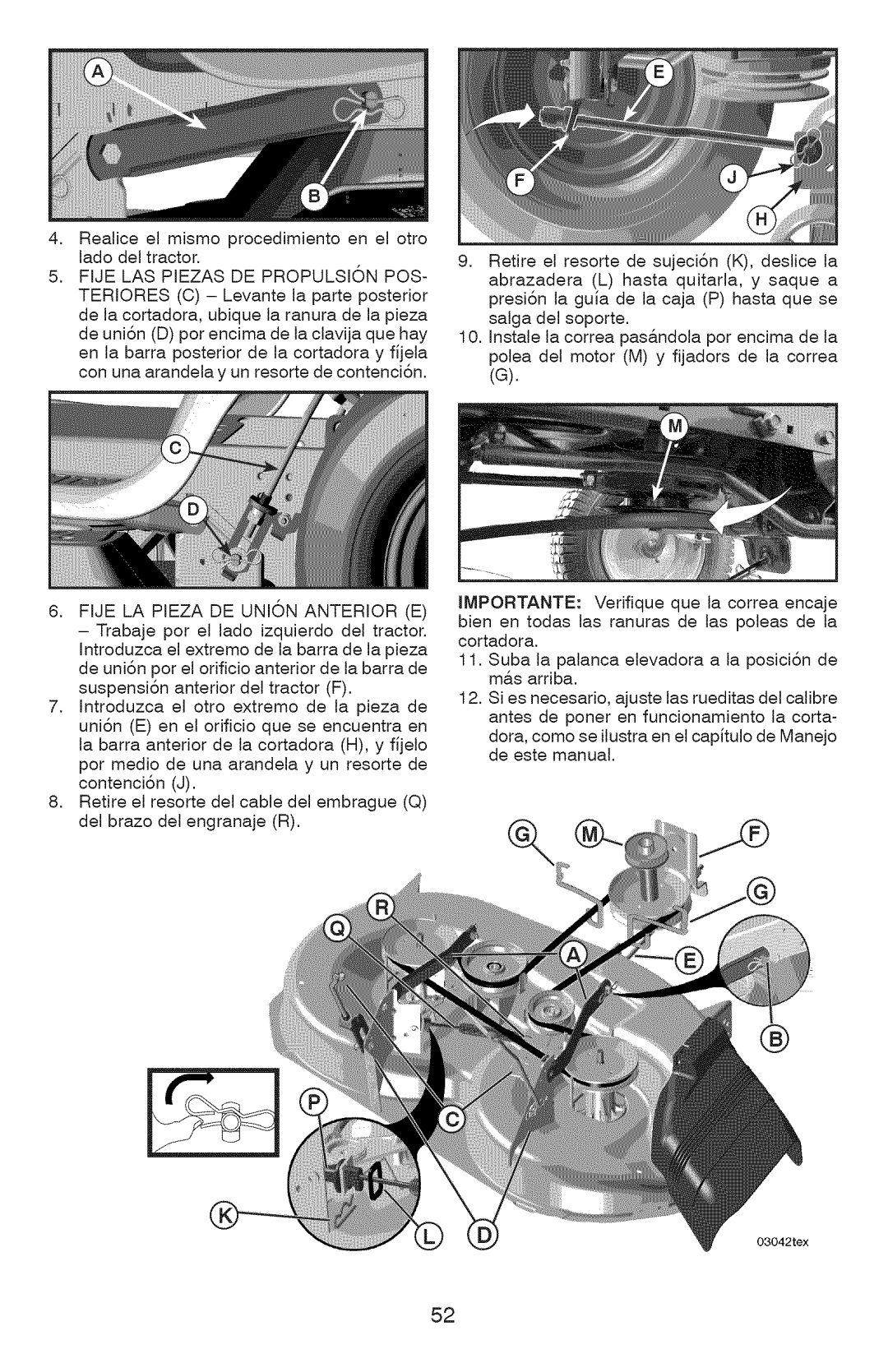 Craftsman 917.289360, YT 4000 owner manual Realice el mismo procedimiento en el otro lado del tractor 