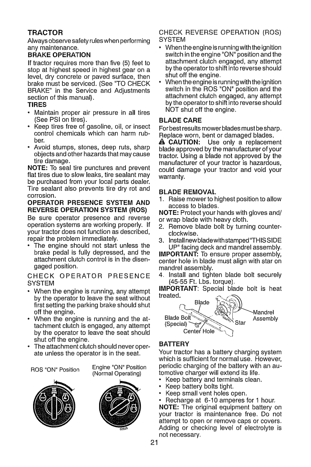 Craftsman 917.28945 owner manual Battery 