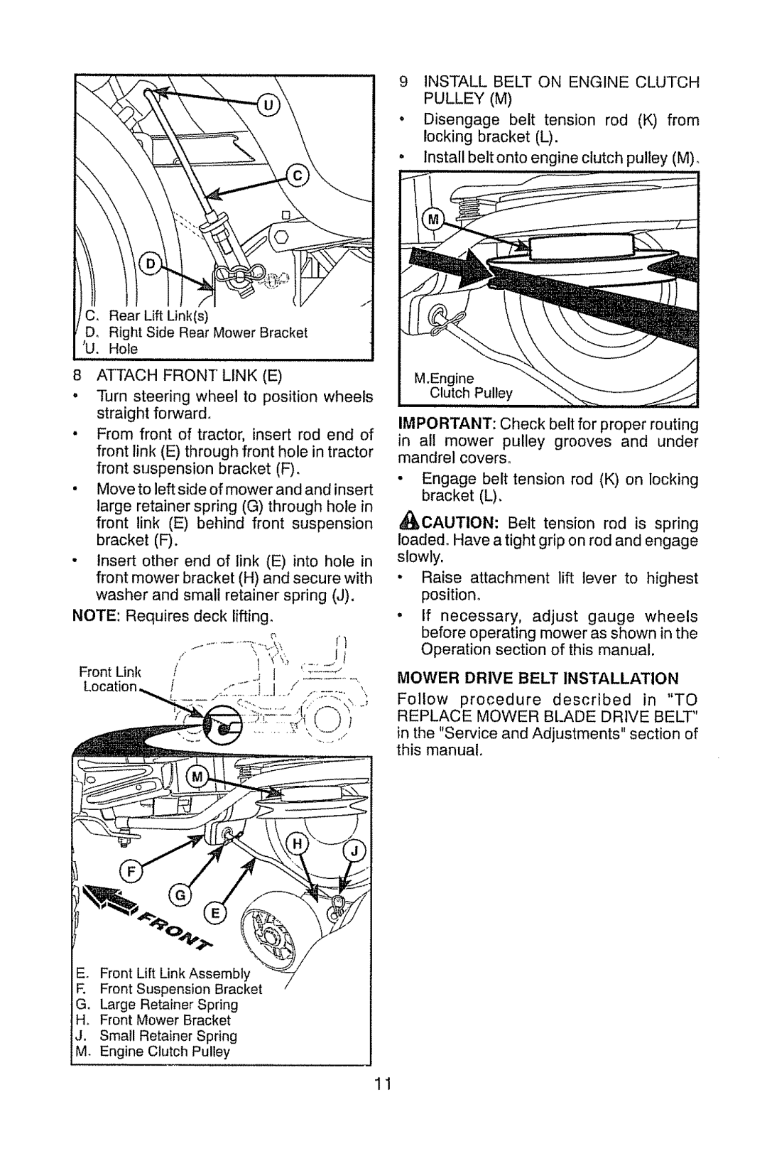 Craftsman 917.289470 manual C, Rear Lift Links 