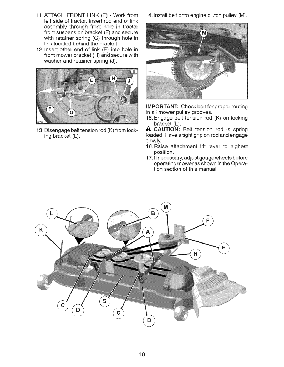 Craftsman 917.28955 owner manual Disengage Belt tension rod K from lock, Ing bracket 