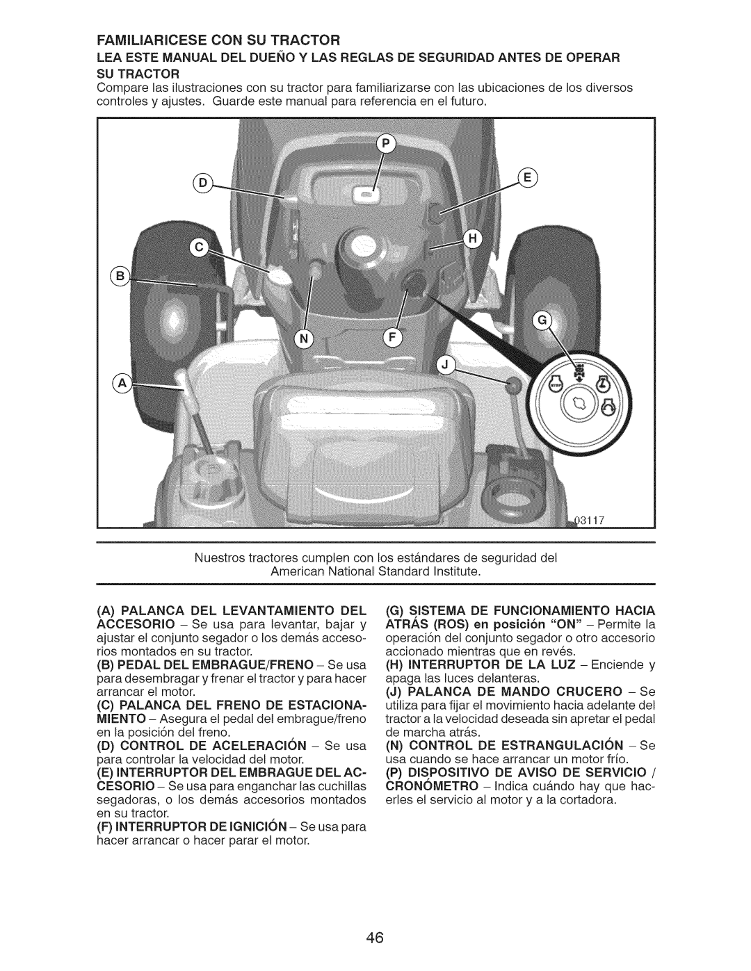 Craftsman 917.28955 owner manual Familiaricese CON SU Tractor, Istema DE Funcionamjento Hacia 