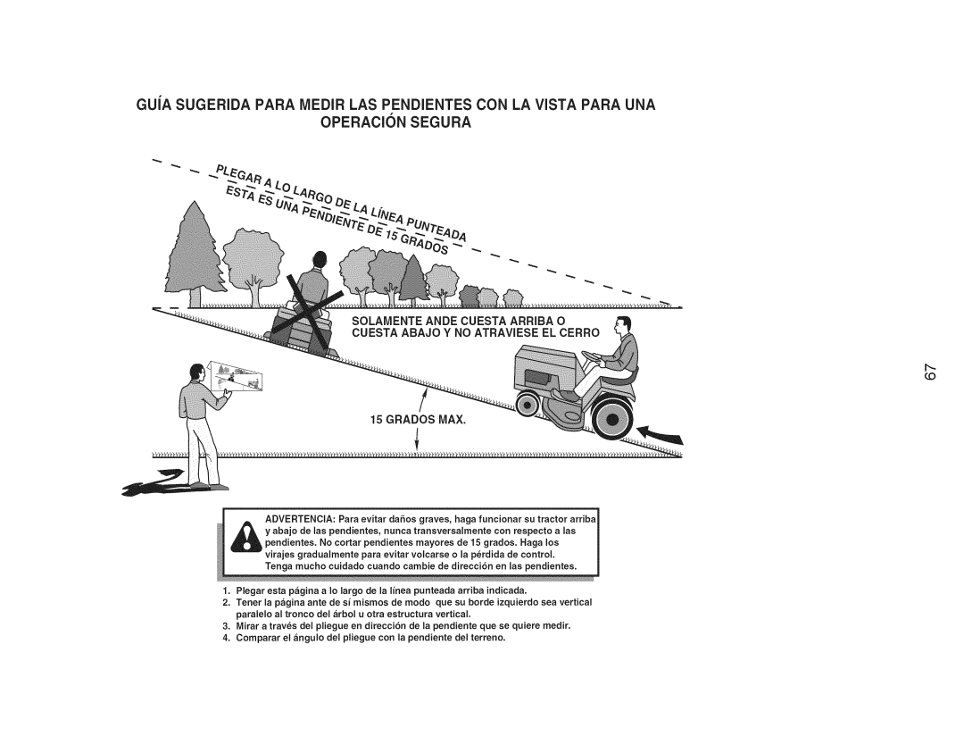 Craftsman 917.28955 Operacion Segura, Solamente Ande Cuesta Arriba O, Cuesta Abajo Y no Atraviese EL Cerro 15GRADOS MAX 