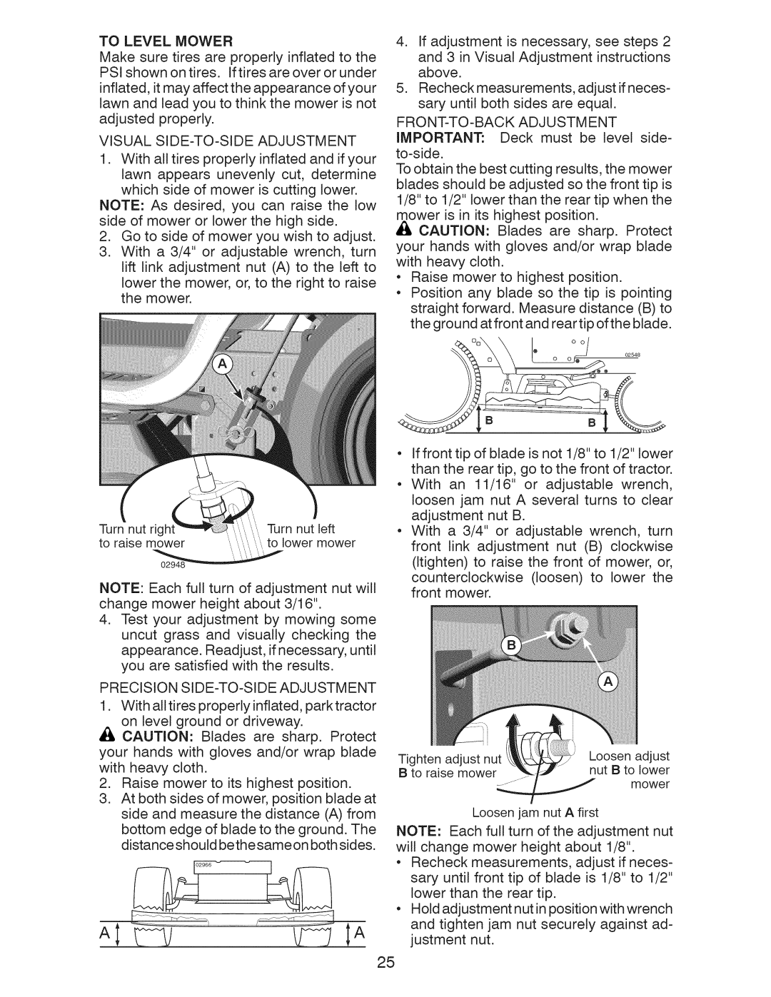 Craftsman 917.28955 owner manual Visual Side-To-Sideadjustment 