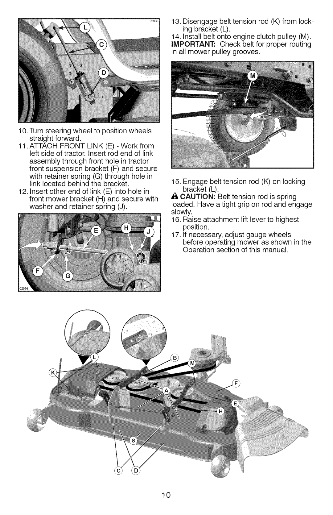 Craftsman 917.28990, YT 4500 manual 10Turnsteeringwheeltopositionwheels Straightforward 