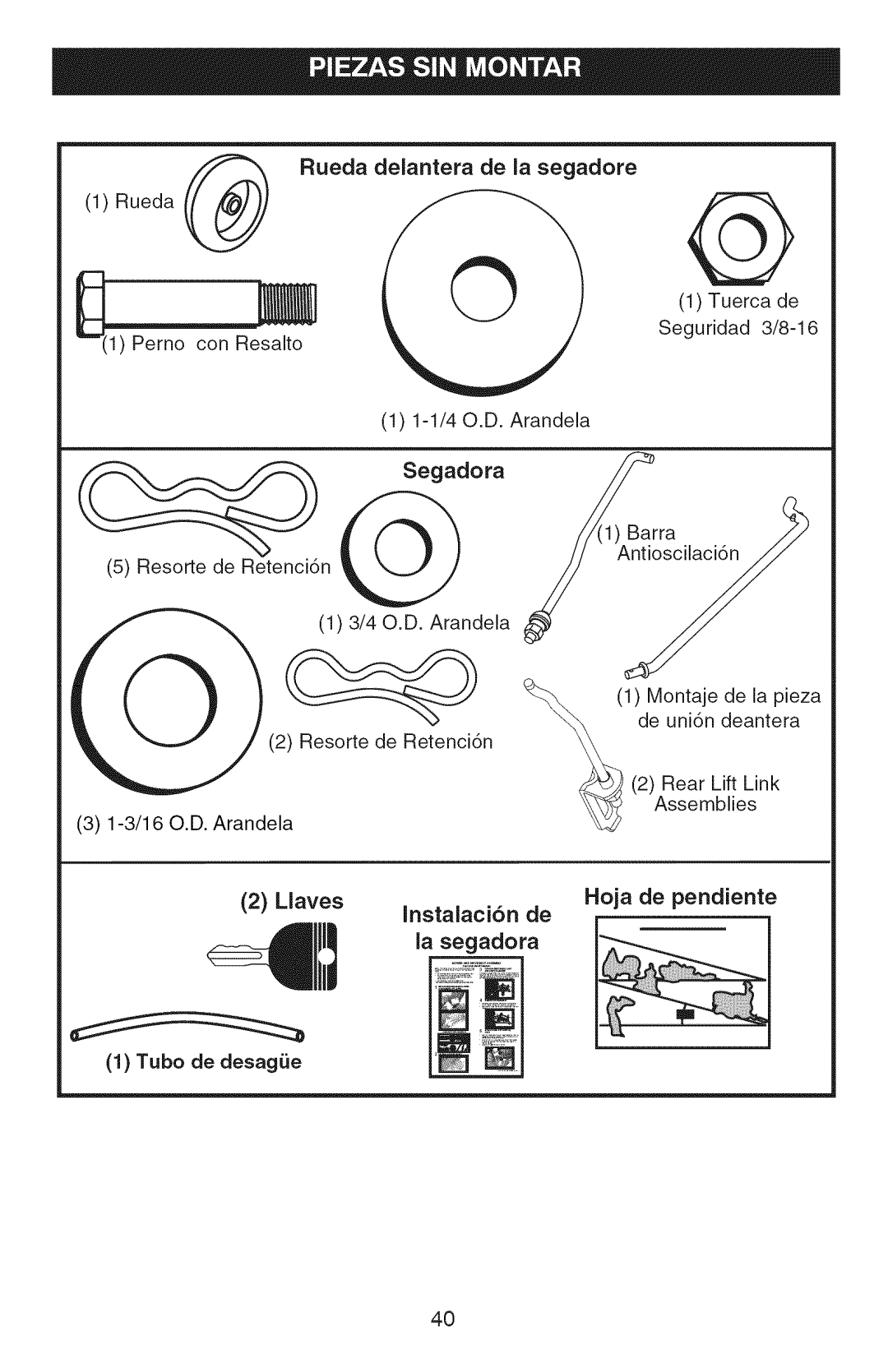 Craftsman 917.28990, YT 4500 manual Llaves, La segadora 