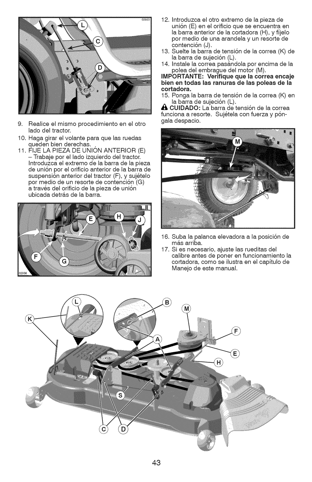 Craftsman YT 4500, 917.28990 manual Realiceelmismoprocedimientoelotro ladodeltractor 