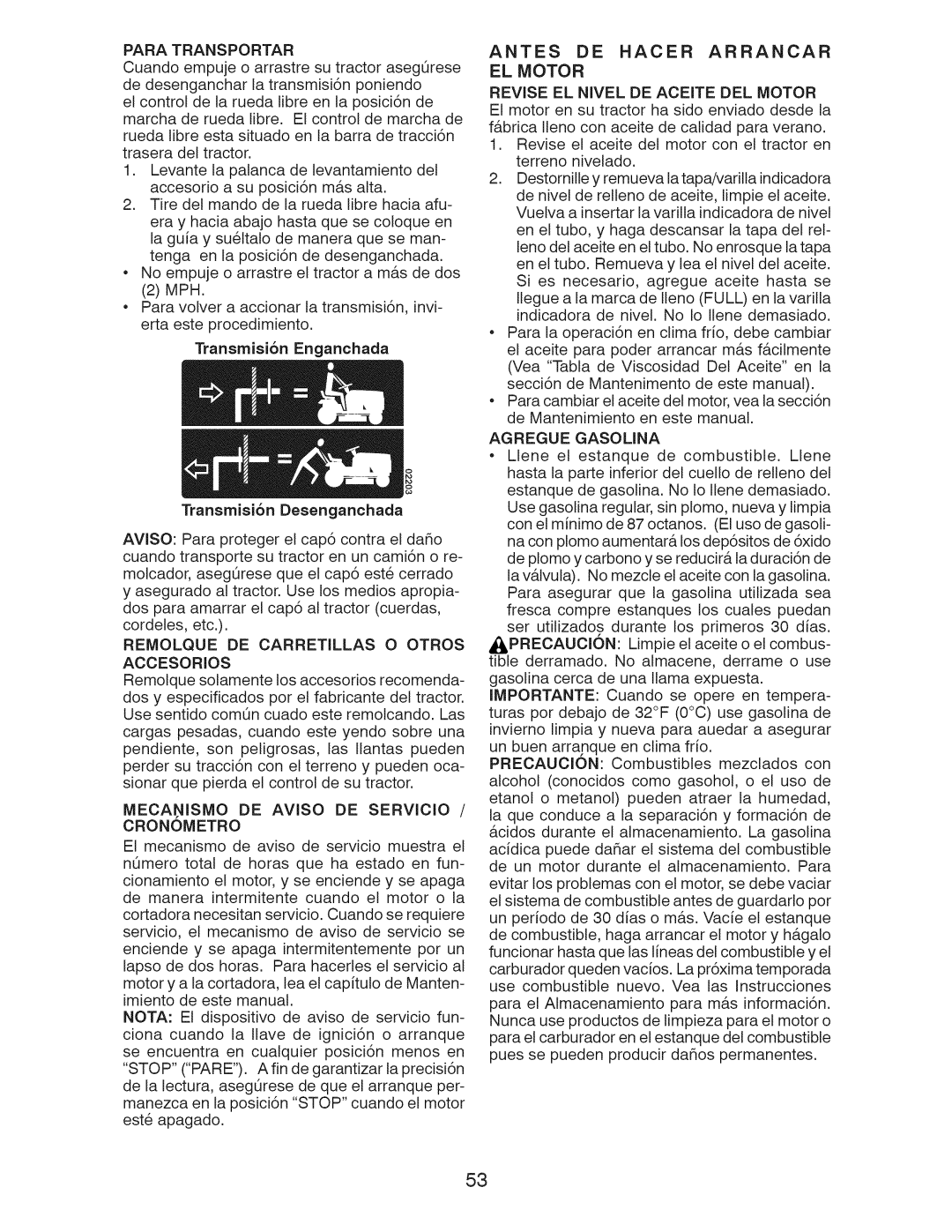 Craftsman 28991 Para Transportar, Remolque DE Carretillas O Otros Acoesorios, MECA.NISMO DE Aviso DE Servicio / Cronometro 