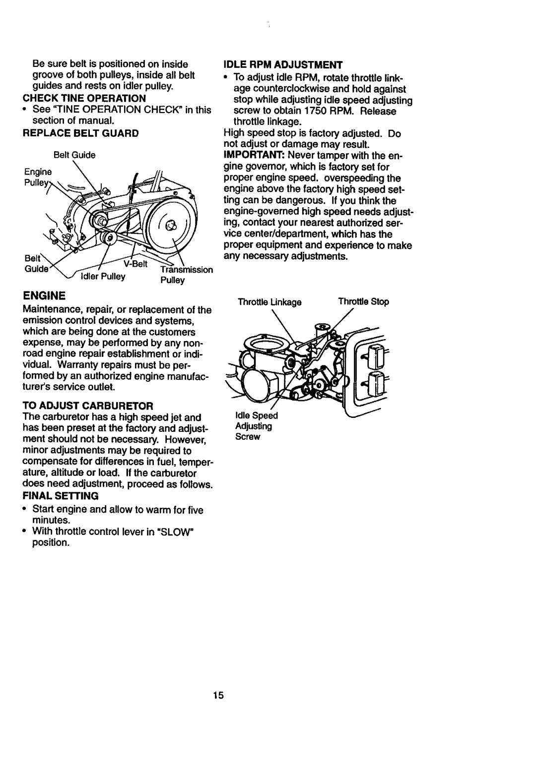 Craftsman 917.29239 owner manual Engine 