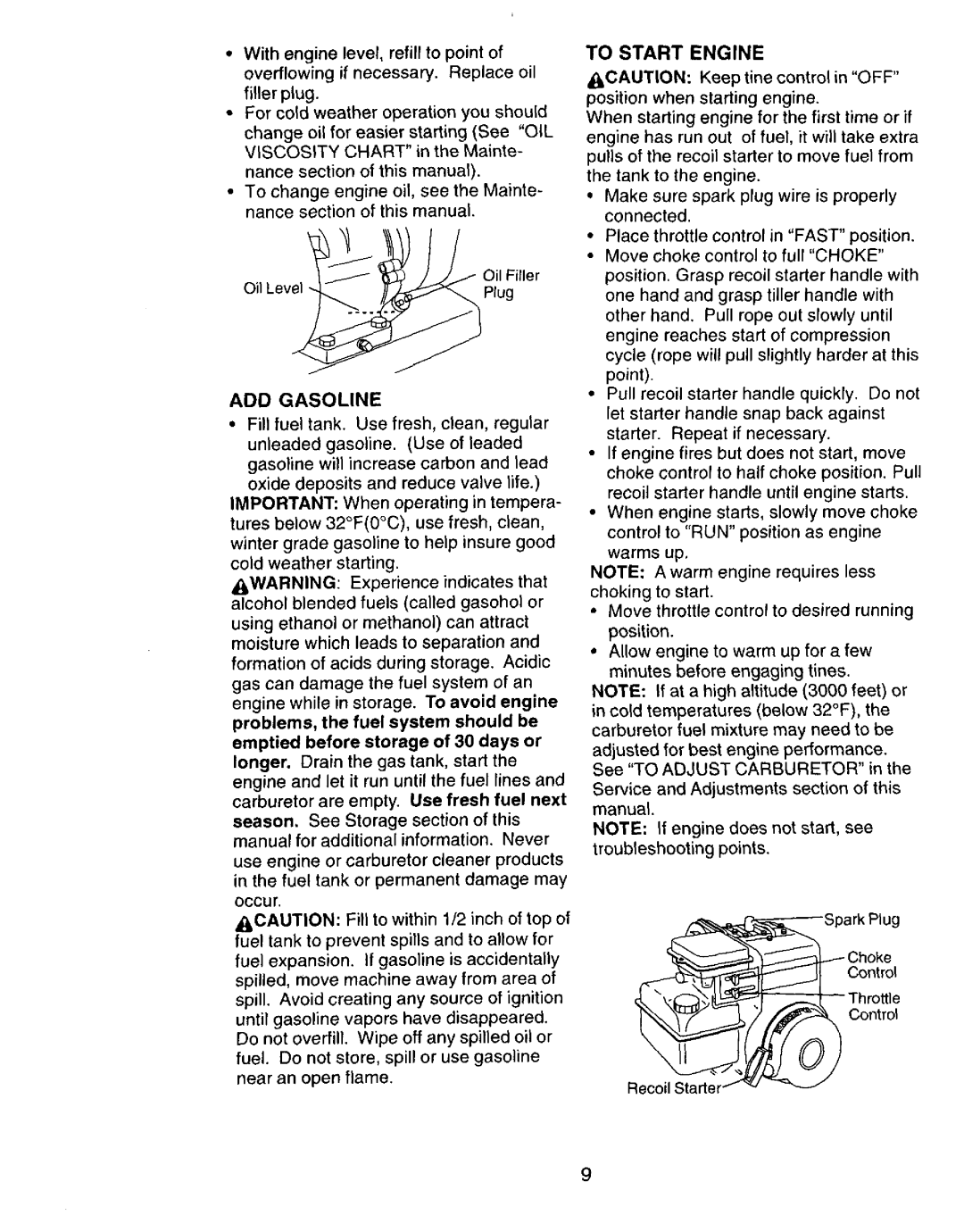 Craftsman 917.292394 owner manual To Start Engine, ADD Gasoline 