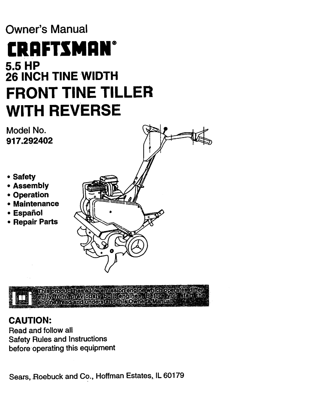 Craftsman 917.292402 owner manual Crrftsmin 