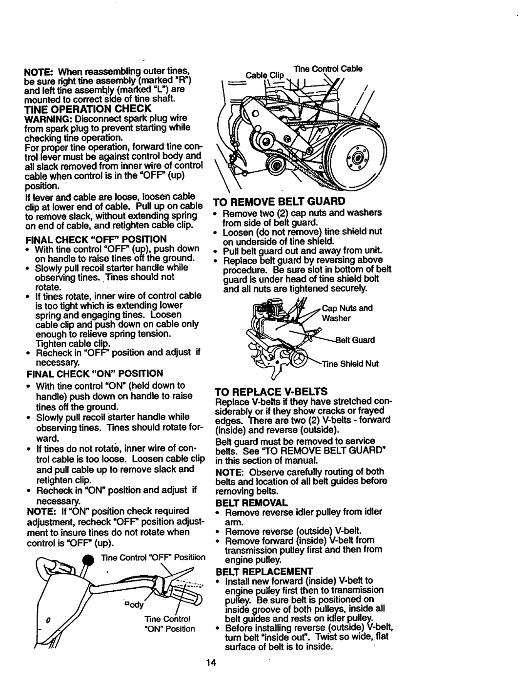 Craftsman 917.292402 owner manual To Replace V-BELTS 