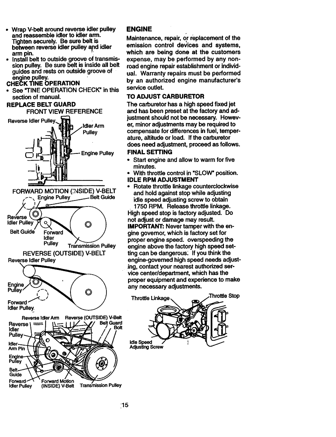 Craftsman 917.292402 owner manual Engine 