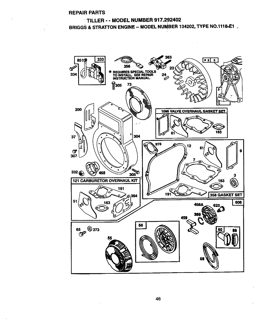 Craftsman 917.292402 owner manual Toinstallseerepair, Gasket SET 