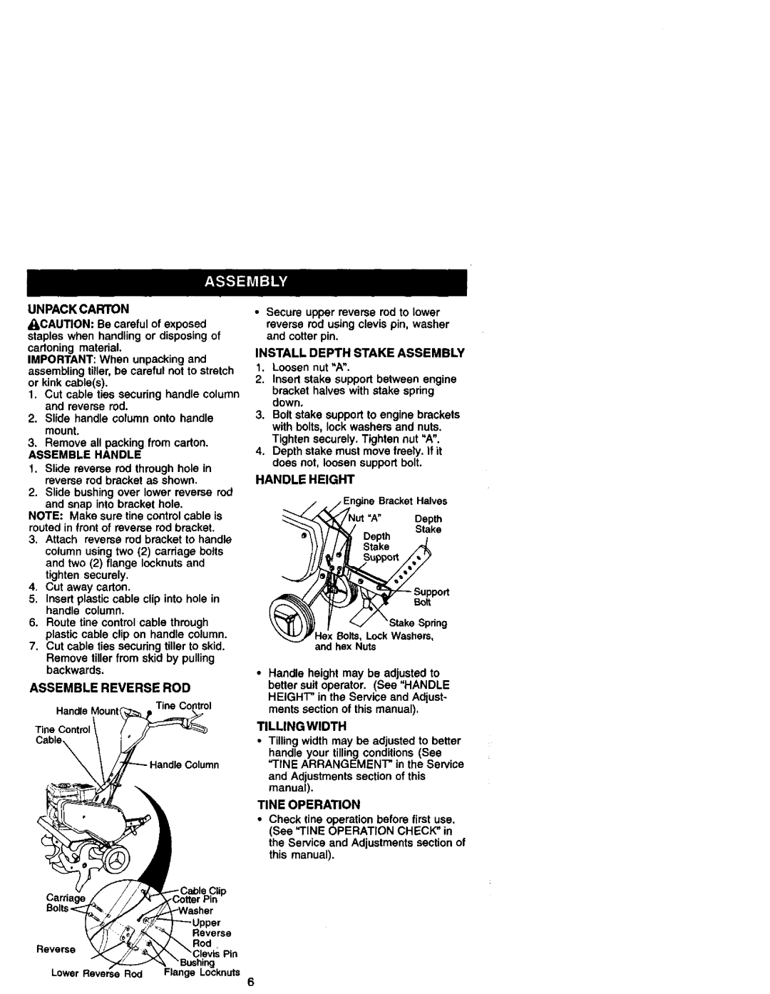 Craftsman 917.29249 owner manual Assemble Reverse ROD 