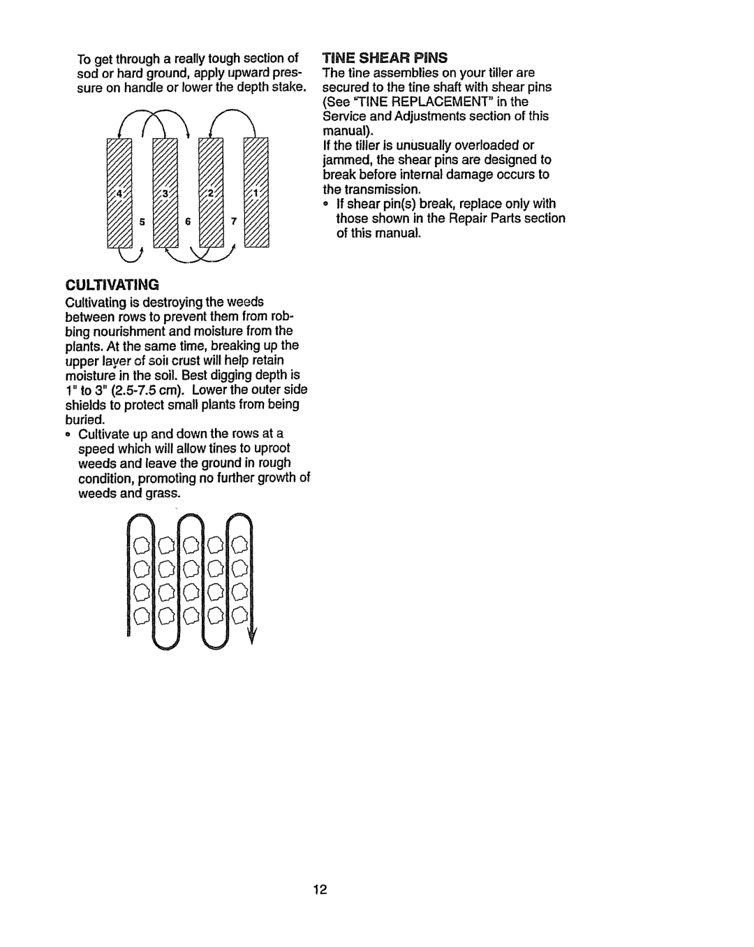 Craftsman 917.2933 owner manual Cultivating, TNI= Shear PiNS 