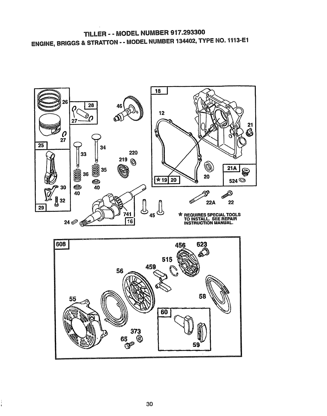 Craftsman 917.2933 owner manual 456, Tiller - Model Number 