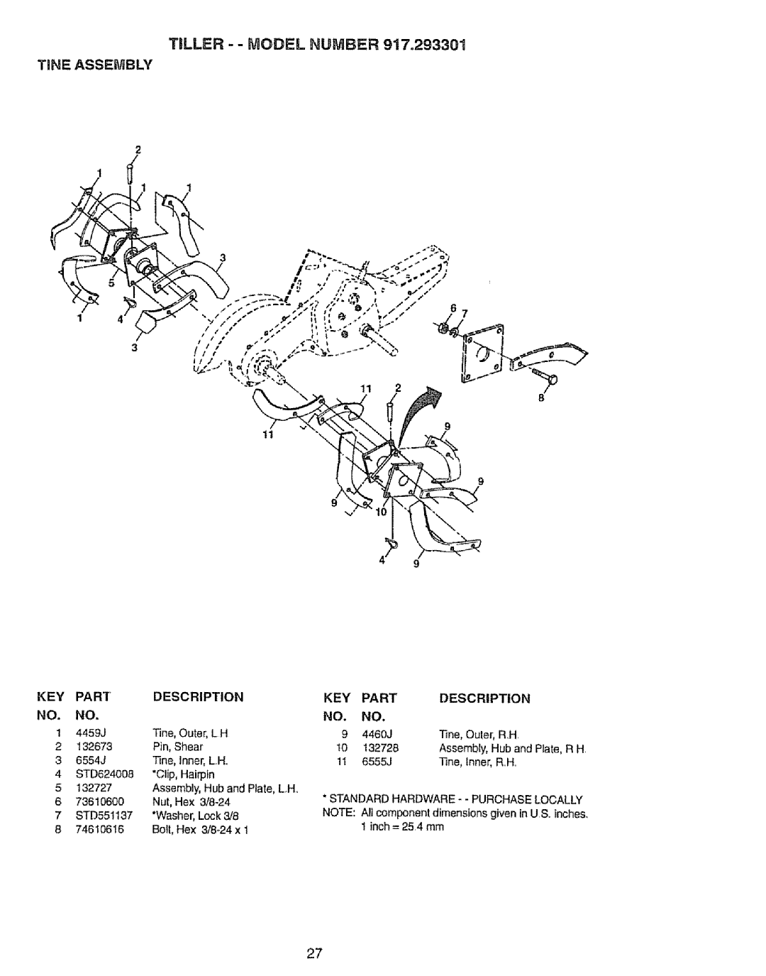 Craftsman 917.293301 owner manual TiNE Assembly, 44593, 132673, 74610616 