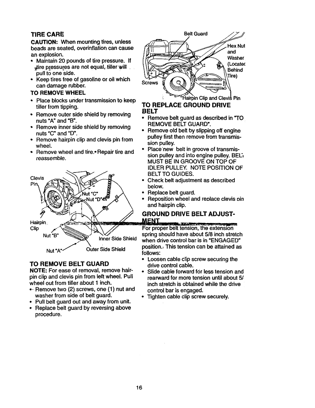 Craftsman 917.29331 owner manual Tire Care, LtNut 