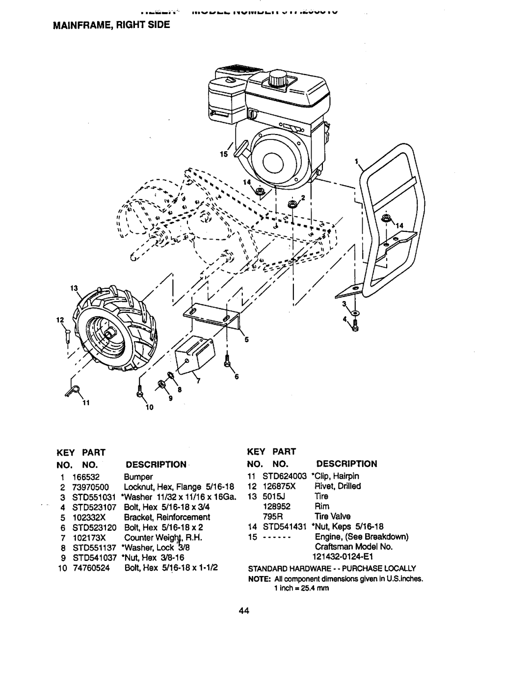 Craftsman 917.29331 owner manual MAINFRAME, Right Side, KEY Part Description, STANDARDHARDWARE-- Purchaselocally 