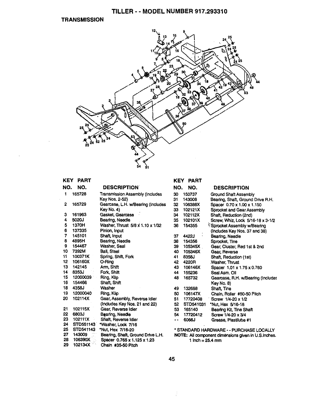 Craftsman 917.29331 owner manual Transmission, 165728 