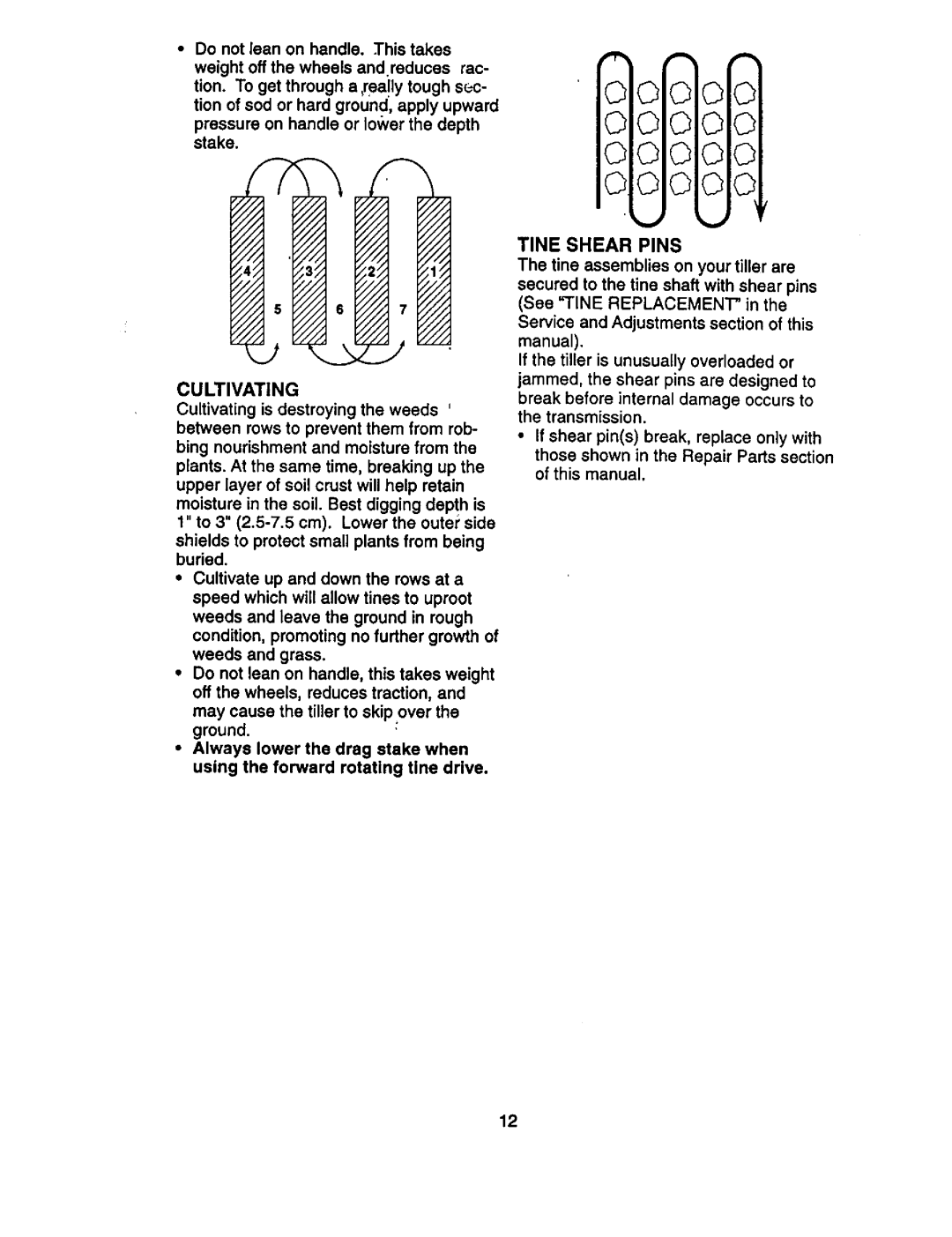 Craftsman 917.29332 owner manual 0101010 0101010 0101010, Tine Shear Pins 