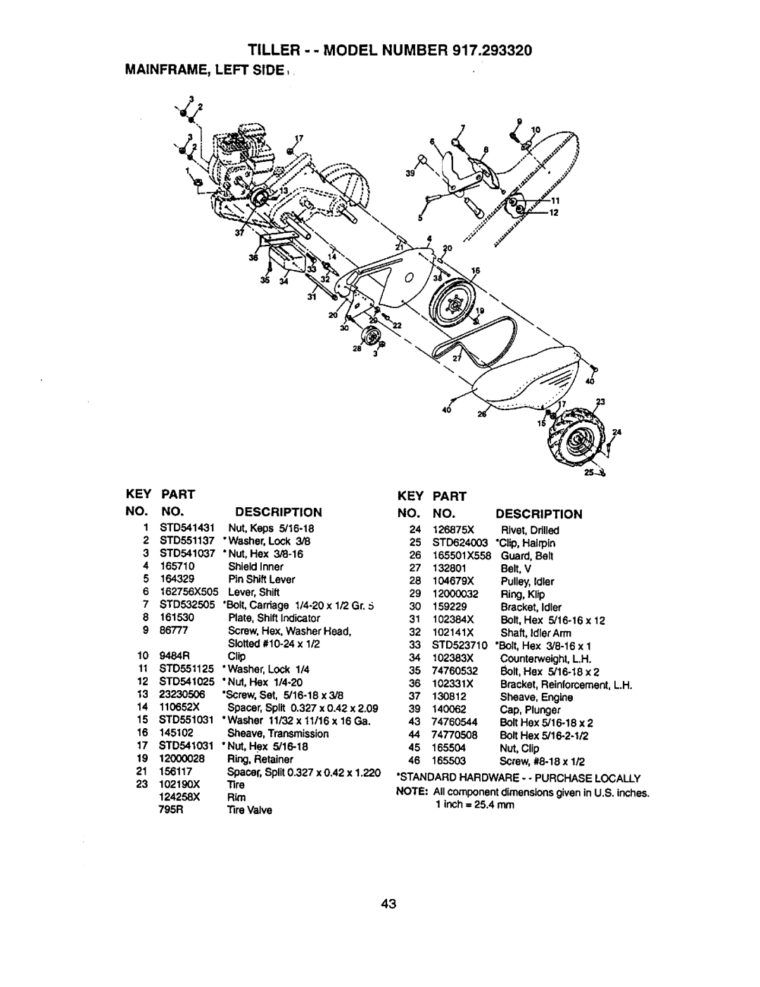 Craftsman 917.29332 owner manual MAINFRAME, Left Side, KEY Part, Description 