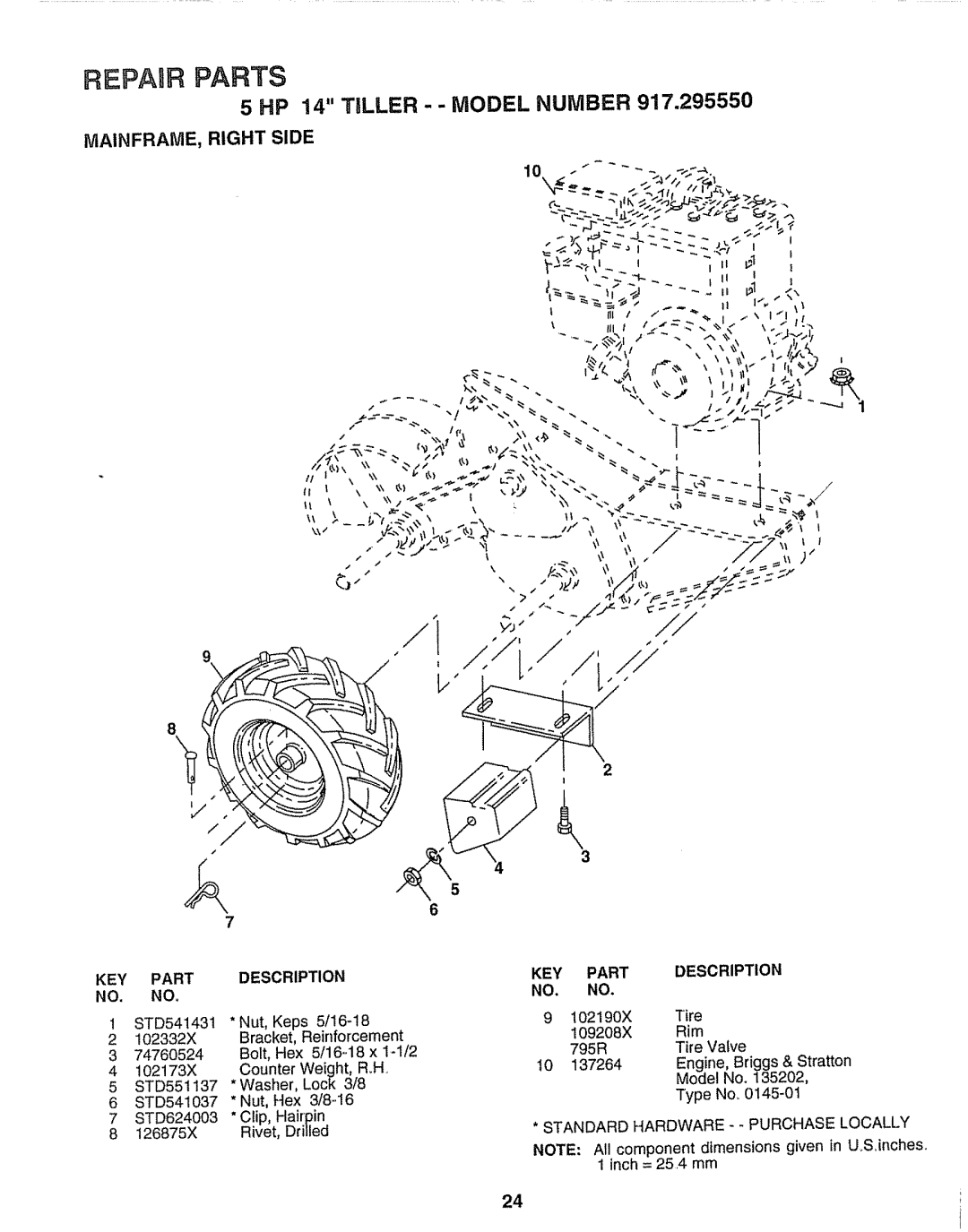 Craftsman 917.29555 manual MAINFRAME, Right Side, KEY Part Description, 74760524, Washer 