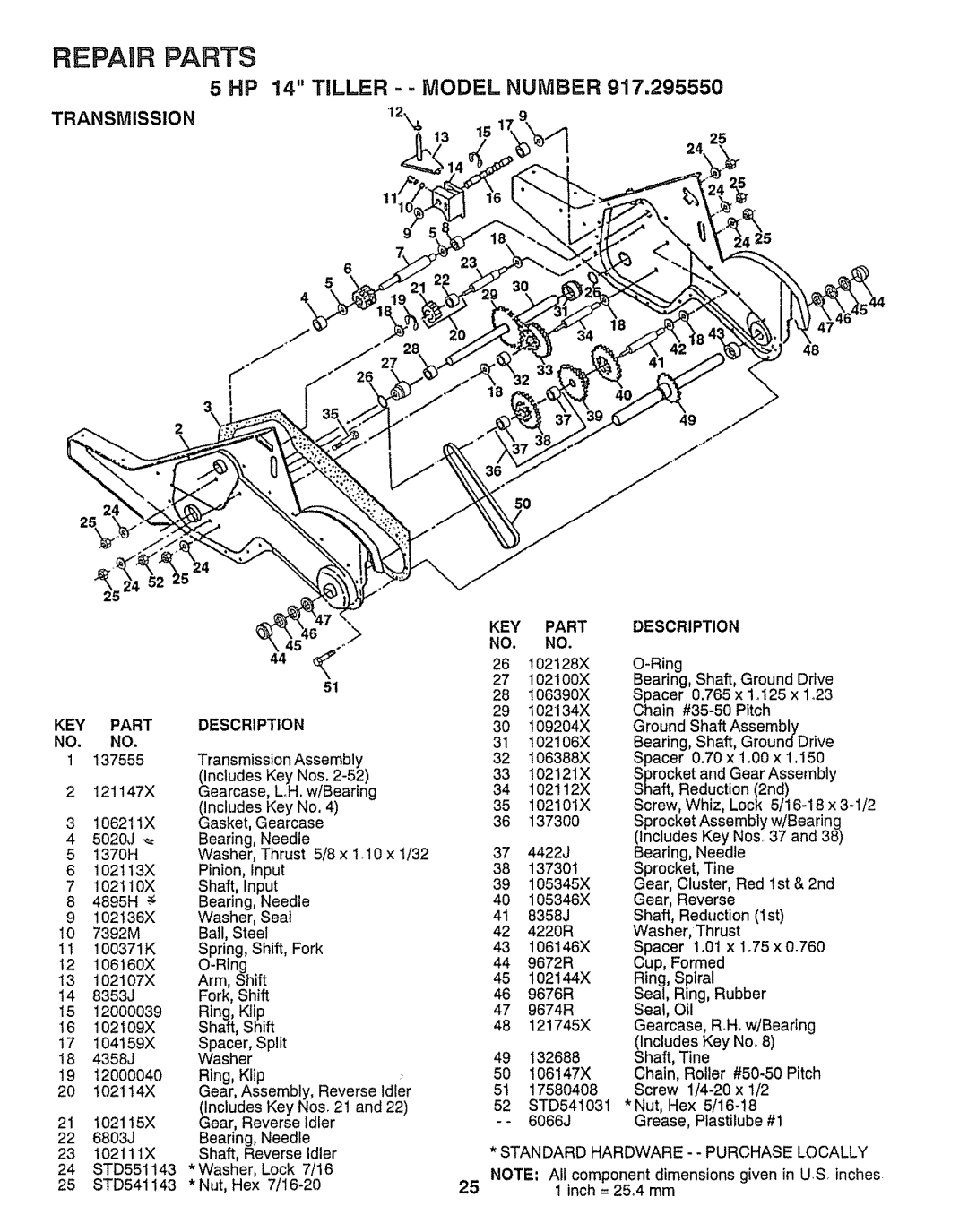 Craftsman 917.29555 manual Repair Parts, Seal 