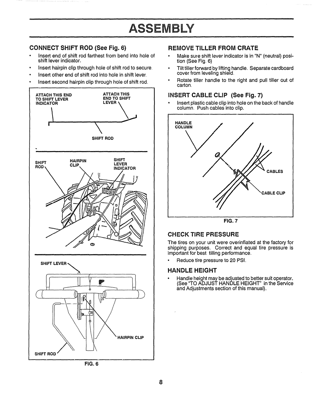 Craftsman 917.29555 manual Remove Tiller from Crate, Handle Height 