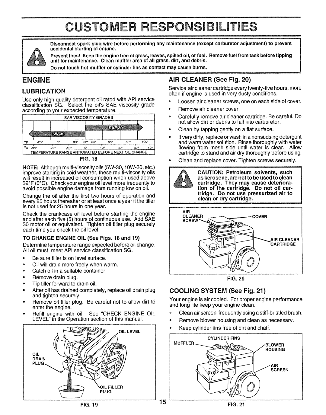 Craftsman 917.29555 manual Custo, Il Es, Engine, AIR CLEANER See Fig, COOLING SYSTEM See Fig, Lubrication 